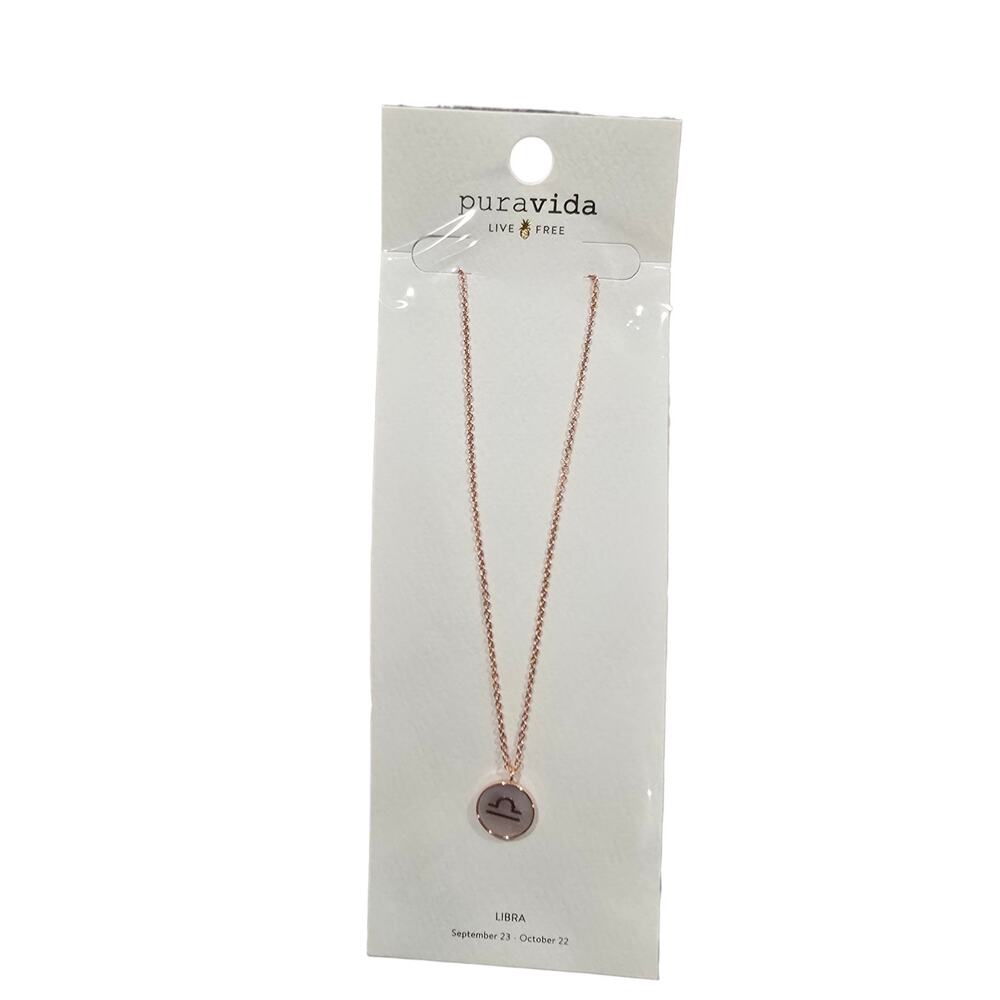 NEW NWT Pura Vida Libra Zodiac Rose Gold Mop Necklace